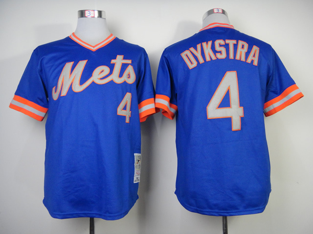 Men New York Mets #4 Dykstra Blue Throwback MLB Jerseys->new york mets->MLB Jersey